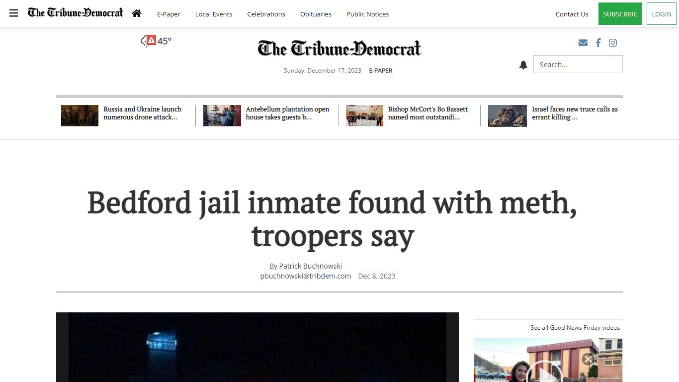 Bedford jail inmate found with meth, troopers say | Local News ...